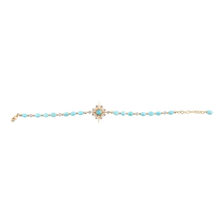Barse Jewelry Blue Composite Turquoise Gold Tone Celestial Beaded Bracelet