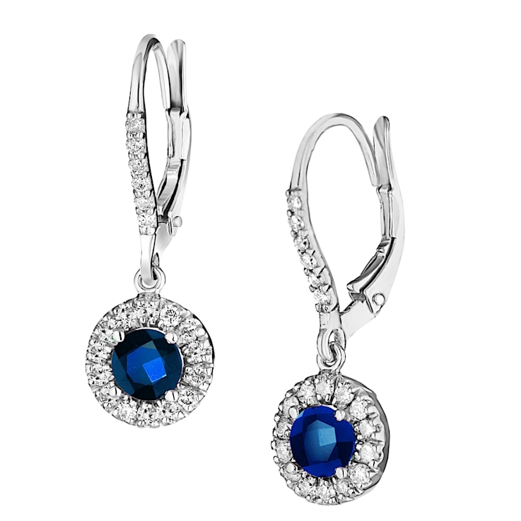0.52ctw Sapphire and Diamond Earrings in 14k White Gold
