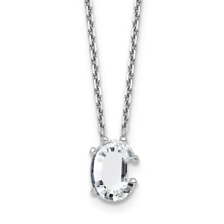 White Lab-Grown Diamond F VS 14K White Gold "C" Initial
Necklace 1.80ct