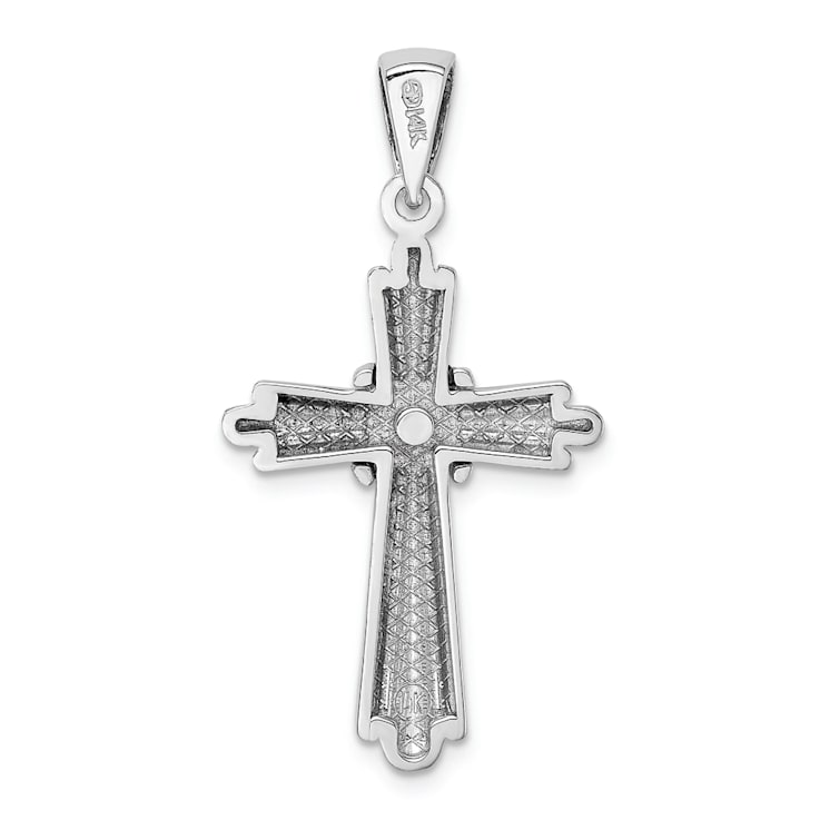 Rhodium Over 14K White Gold Polished Cross Charm Pendant