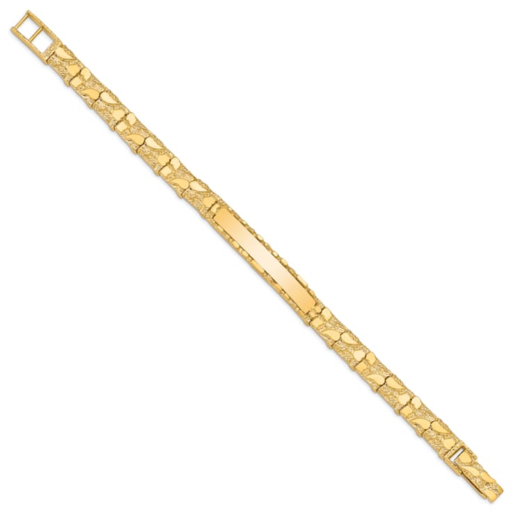 14k Yellow Gold Textured Nugget ID Bracelet