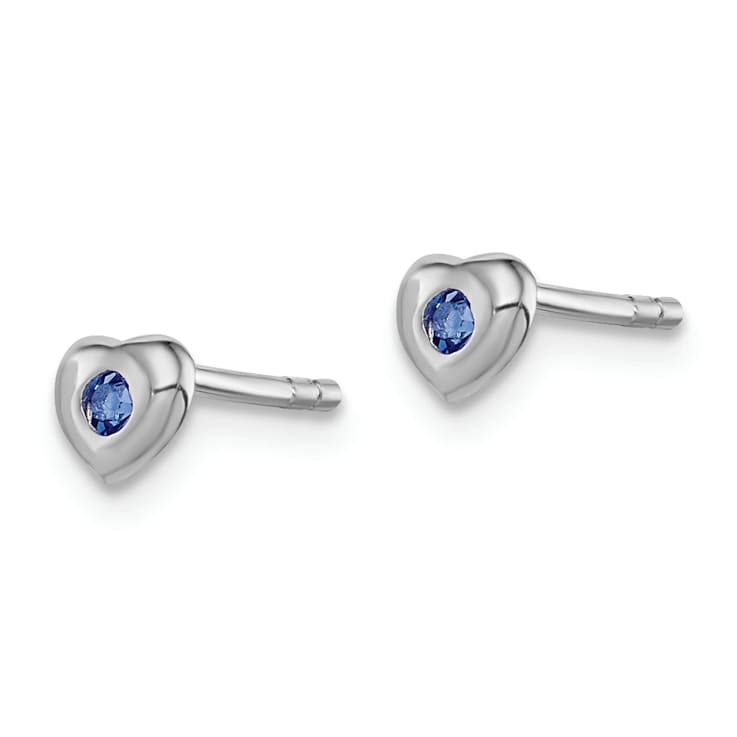 Rhodium Over Sterling Silver September Blue Preciosa Crystal Heart Earrings