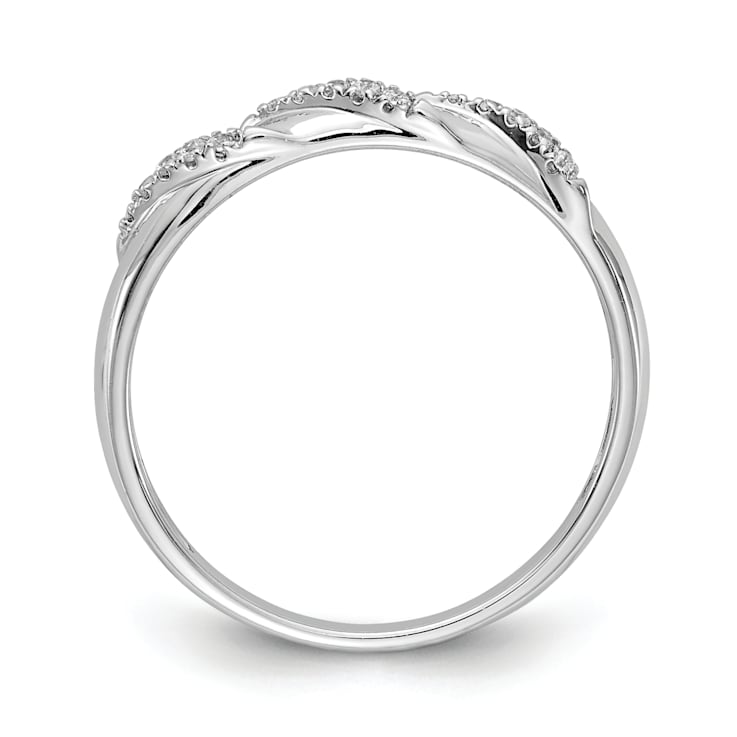 Rhodium Over 14K White Gold Diamond Trio Ladies Wedding Band 0.07ctw