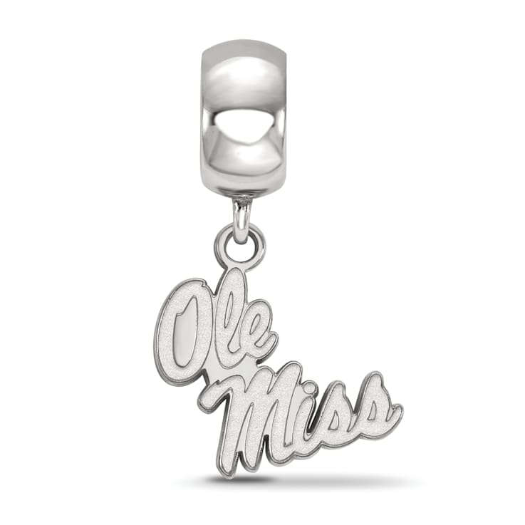 Sterling Silver Rhodium-plated LogoArt University of Mississippi Small
Dangle Bead
