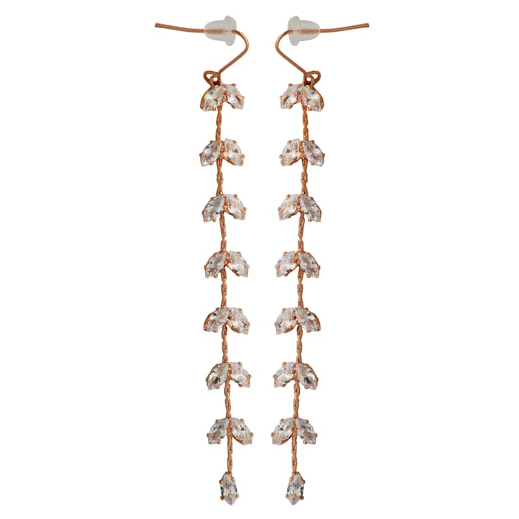 White Cubic Zirconia 14k Rose Gold Over Brass Earrings 6ctw