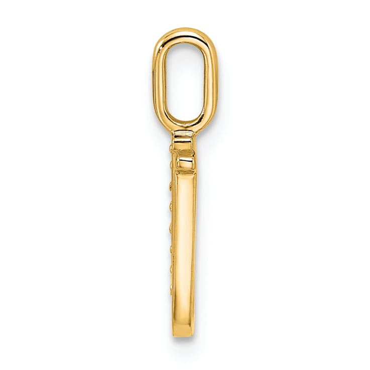 14K Yellow Gold Diamond Letter U Initial Pendant