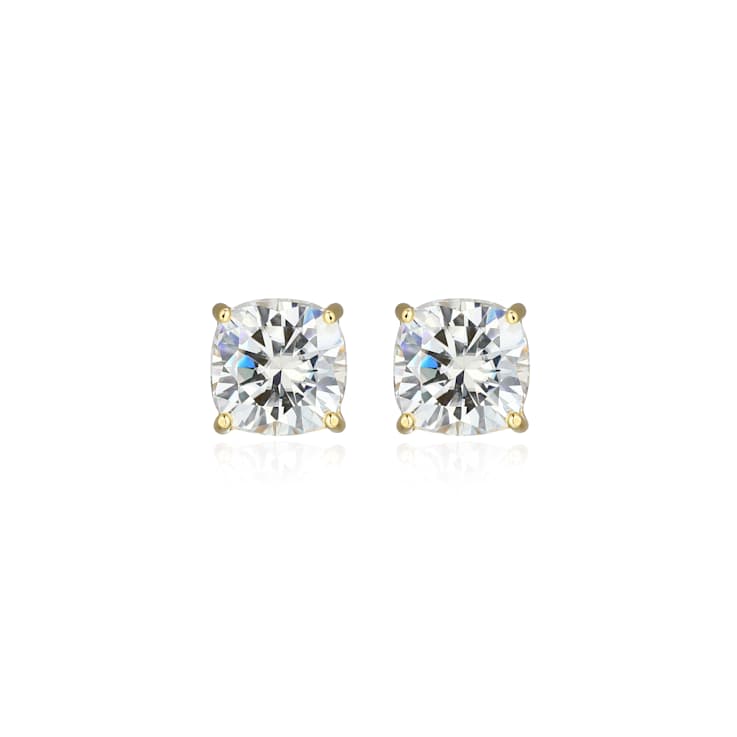 Square Cushion Cut Moissanite 14k Yellow Gold Over Silver Stud Earrings
2.20ctw DEW