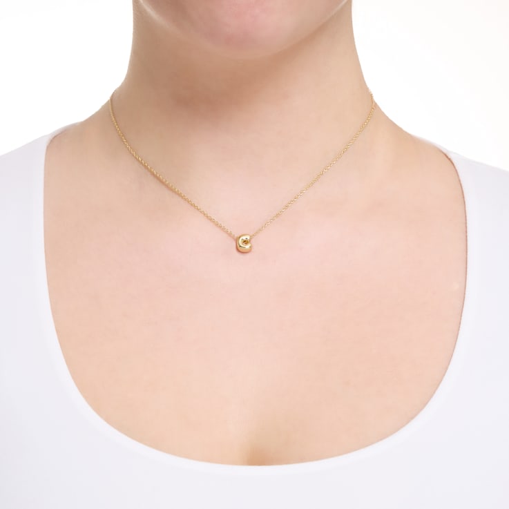 CZ Initial C Tennis Necklace And Pendant Set In 14K Gold Over Brass 4.05ctw