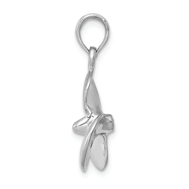 Rhodium Over 14k White Gold 3D Polished Propeller Pendant