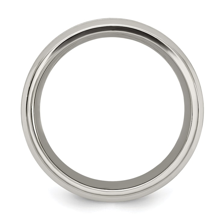 White Cubic Zirconia Titanium Men's 8mm Band Ring