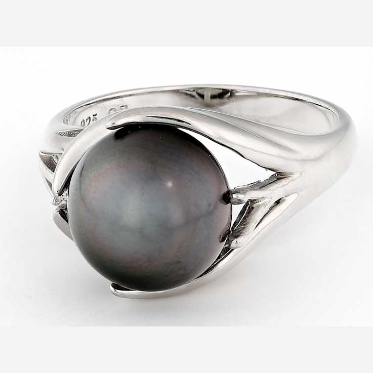 Tahitian Pearl And Topaz Ring In Sterling Silver