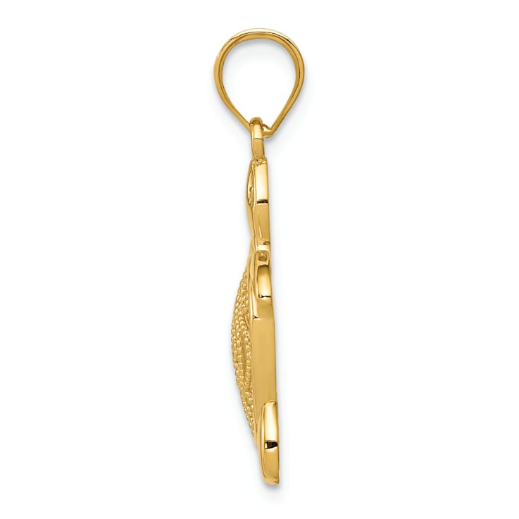 14K Yellow Gold Polished Filigree Sea Turtle Pendant