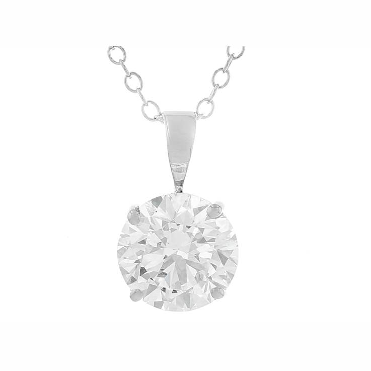 Lab-Grown Diamond Solitaire Pendant In 14K White Gold 2.00ct