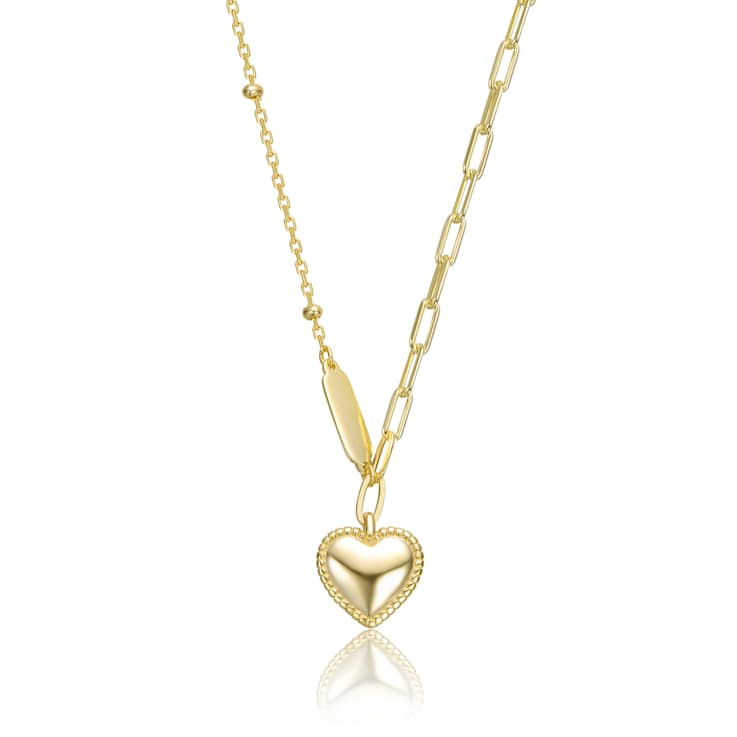 Sleek Heart Pendant Necklace In 14K Gold Over Sterling Silver