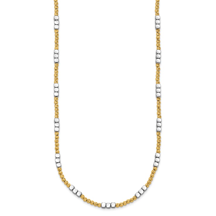 14K Two-tone Diamond-cut Beaded 18-inch Necklace