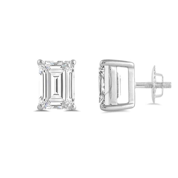 White Cubic Zirconia 14k White Gold Studs With Velvet Gift Box 3.00ctw