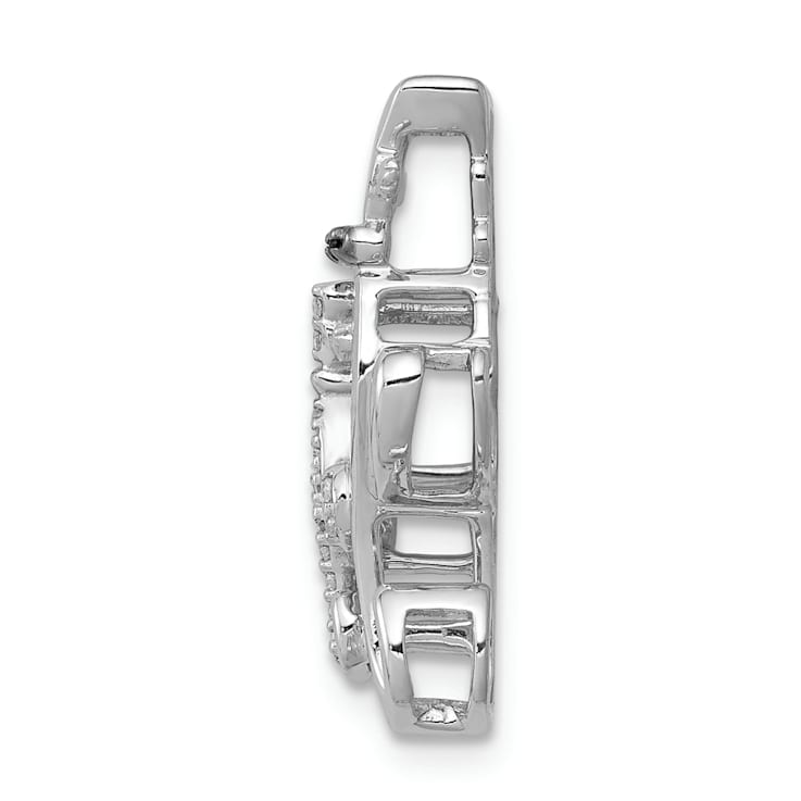 Rhodium Over 14k White Gold White and Black Accent Diamond Cats Chain
Slide Pendant