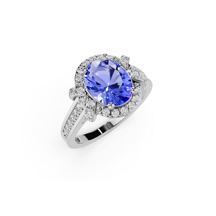 14K White Gold Tanzanite and Diamond Ring 1.93 ctw