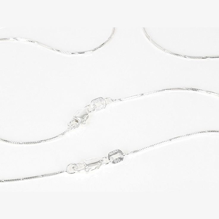 Set Of Two Snake ChaIn Diamond-Cut Station Necklaces In Sterling Silver