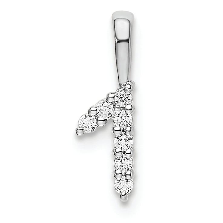 Rhodium Over 14k White Gold Diamond Number 1 Pendant