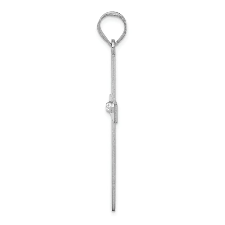 Rhodium Over 14k White Gold Diamond Cross Pendant