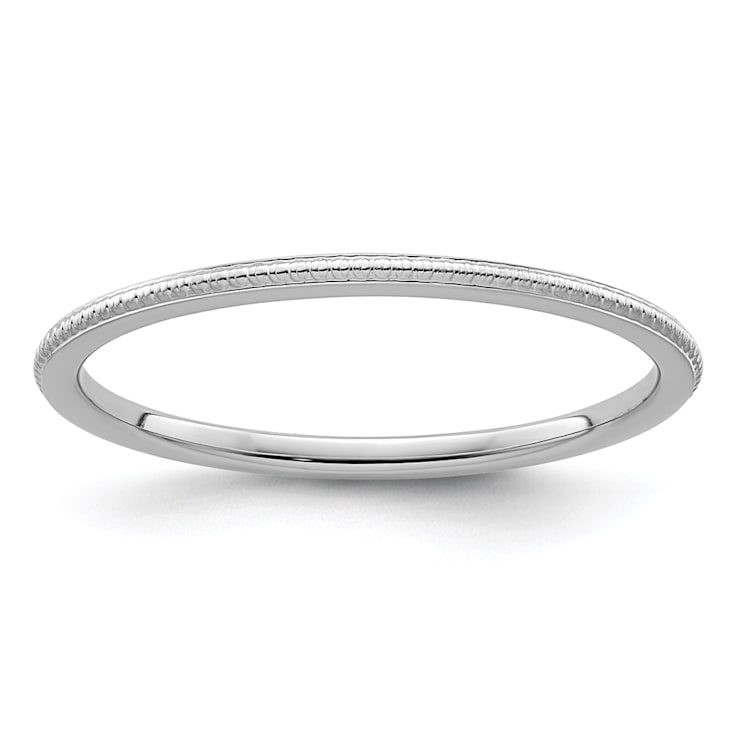 Rhodium Over 10K White Gold 1.2mm Bead Stackable Expressions Band