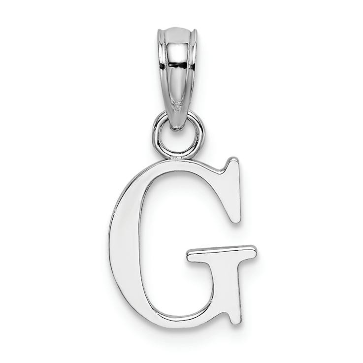 Rhodium Over 14k White Gold Polished Block Letter G Initial Pendant
