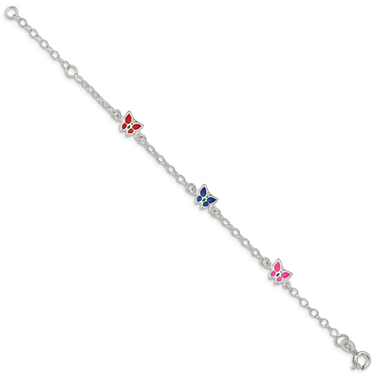 Sterling Silver Multi-color Enamel Butterfly with 1-inch Extensions
Children's Bracelet