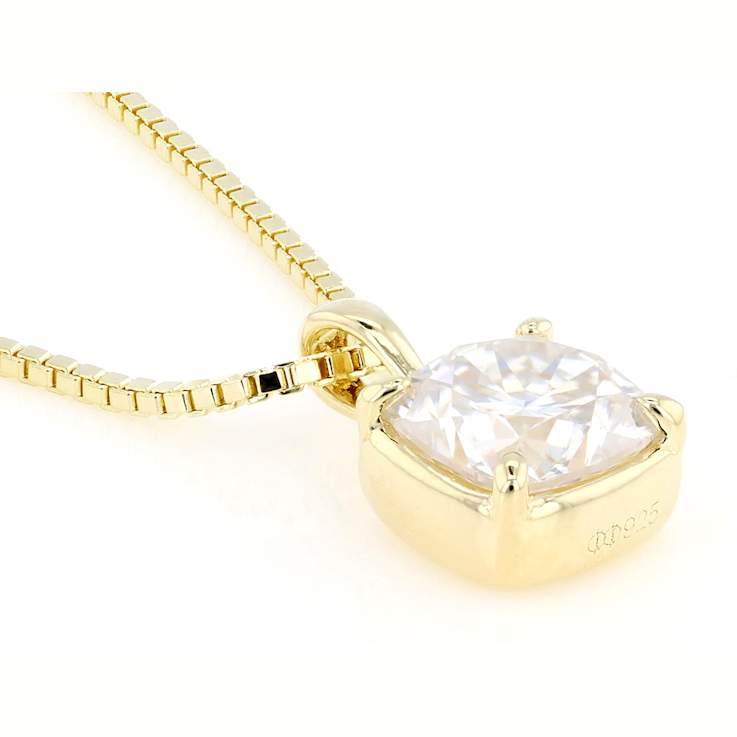 Moissanite Cushion-Cut Solitaire Pendant In 14K Gold Over Sterling
Silver 2.00ctw Diamond Equivalent Weight