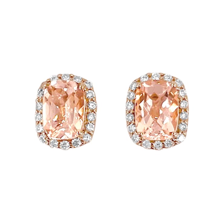 14K Rose Gold Morganite and Diamond Earring 1.59ctw