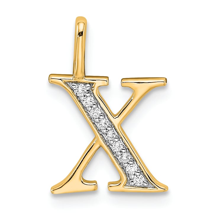 14K Yellow Gold Diamond Initial X Initial Pendant