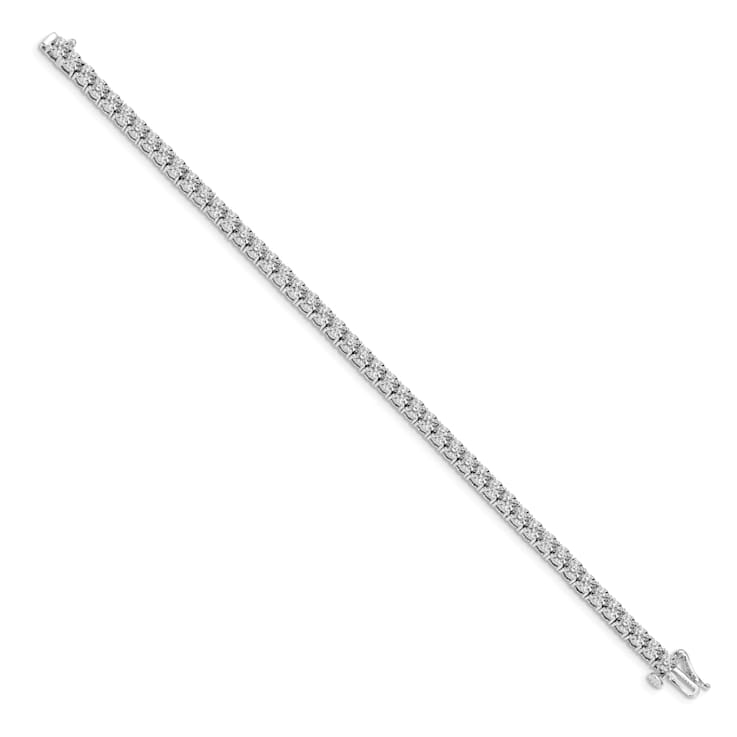 Rhodium Over 10k White Gold Illusion Setting Diamond Bracelet