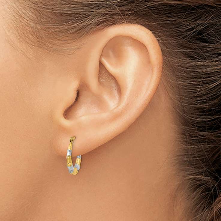 14k Two-tone Textured 9/16