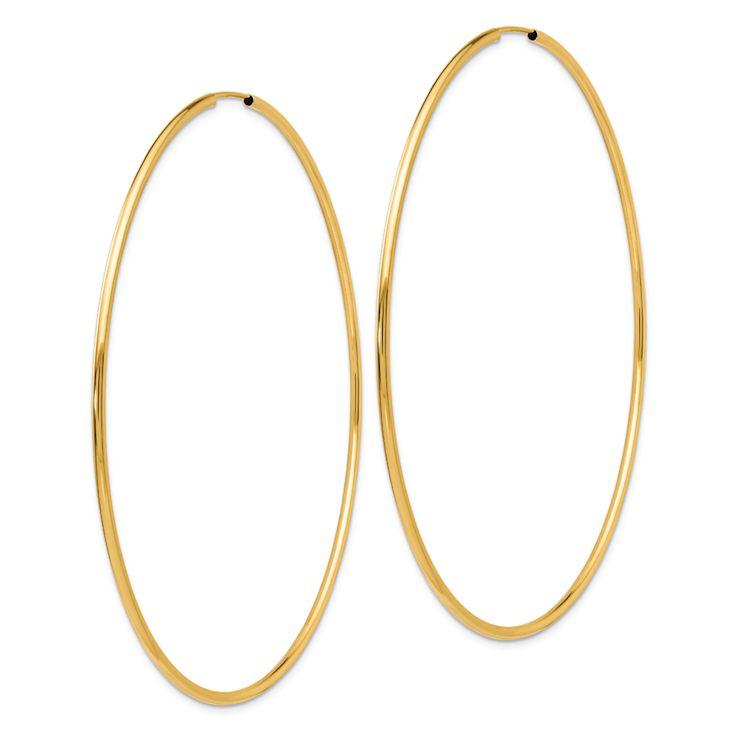 14k Yellow Gold 2 15/16" Endless Hoop Earrings