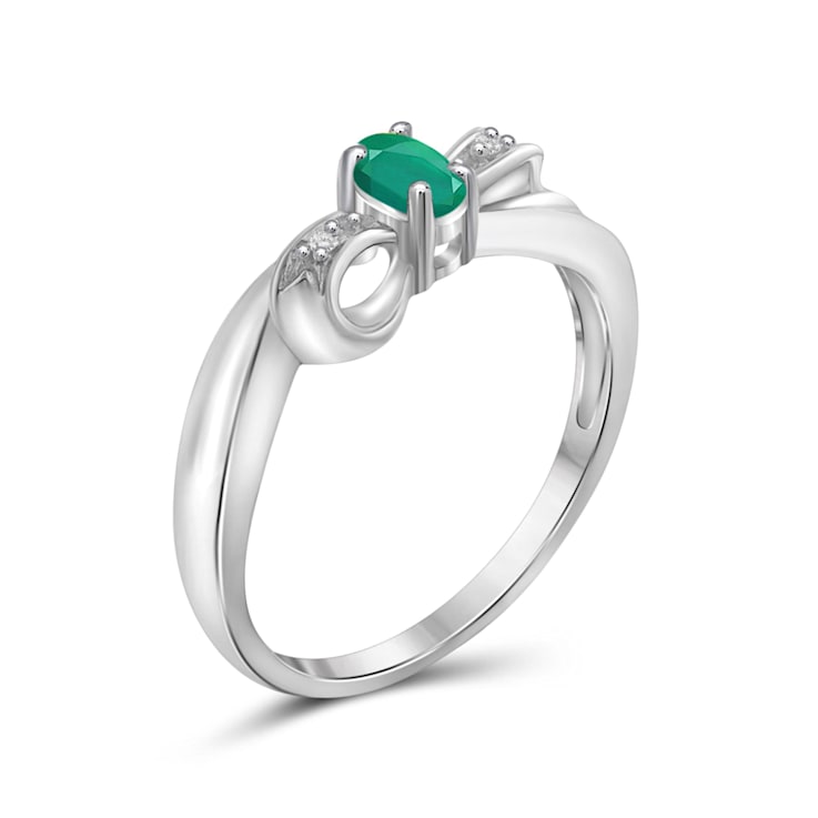 Green Emerald Rhodium Over Sterling Silver Ring 0.30ctw