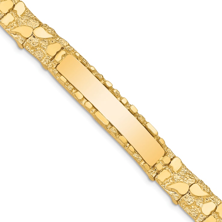 14k Yellow Gold Textured Nugget ID Bracelet