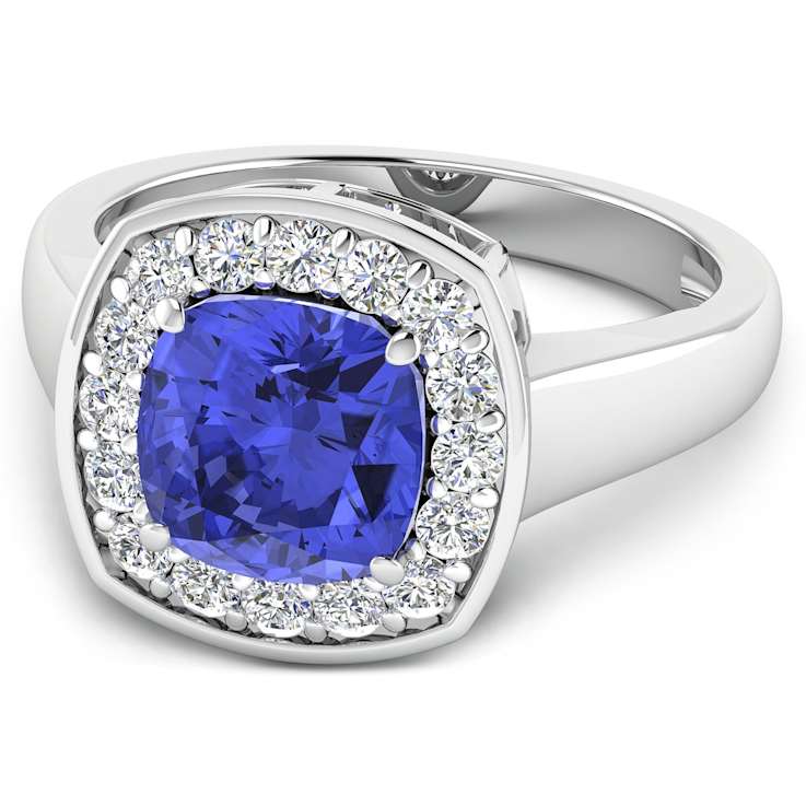 2.47ctw Violet Tanzanite and Diamond 14K White Gold Halo Ring