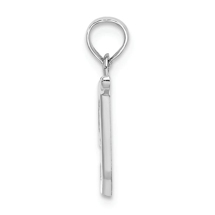 Rhodium Over 14k White Gold Polished Script Letter T Initial Pendant