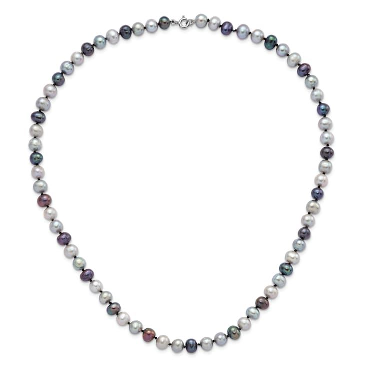 Rhodium Over Sterling Silver Multi-color Freshwater Pearl
Necklace/Bracelet/Earring Set