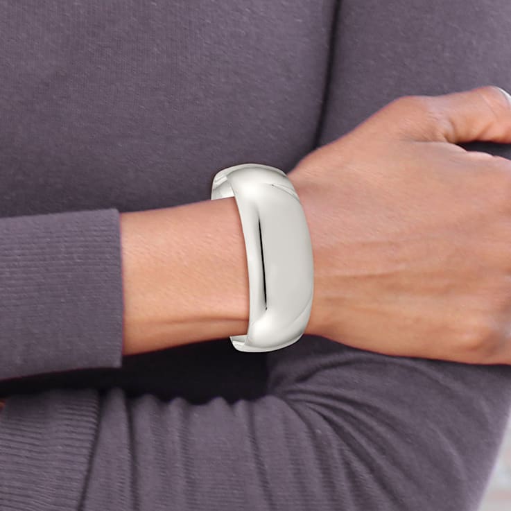 Sterling Silver Solid Polished Plain Cuff Bracelet