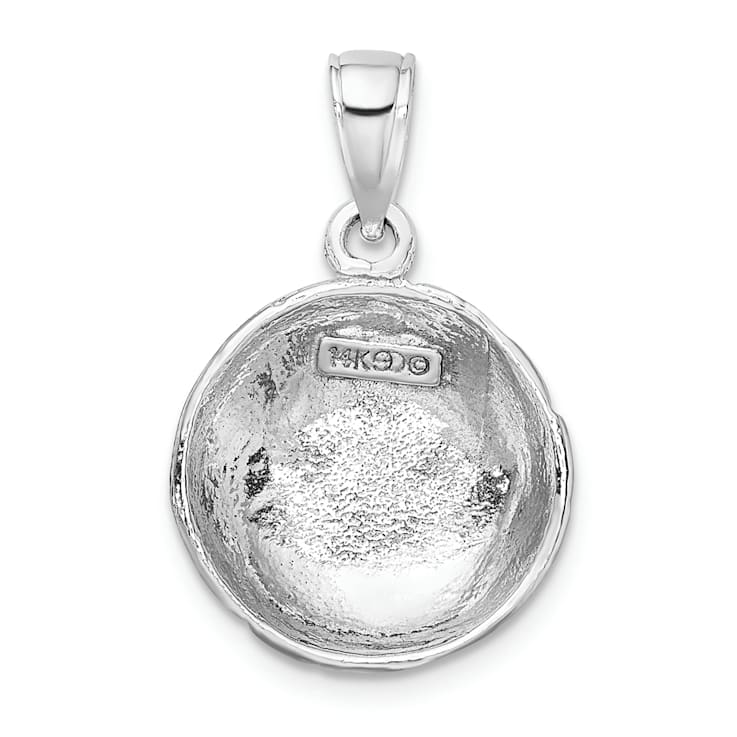Rhodium Over 14k White Gold Polished and Textured Open-backed Volleyball Pendant