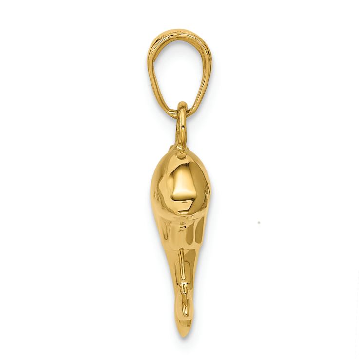 14k Yellow Gold 3D Polished Dolphin Pendant