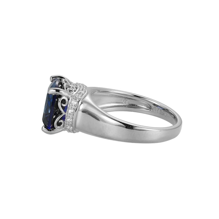 Lab Created Blue Sapphire And Cubic Zirconia Platinum Over Silver
September Birthstone Ring 4.45ctw