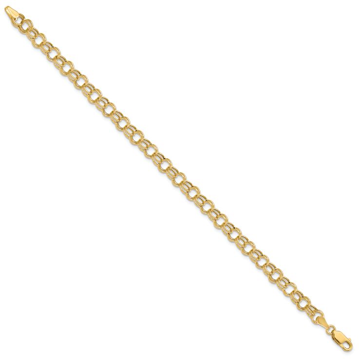 10k Yellow Gold 6mm Double Link Charm Bracelet