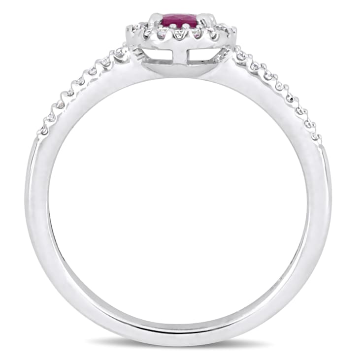 Ruby and Diamond 10K White Gold Ring 0.75ctw