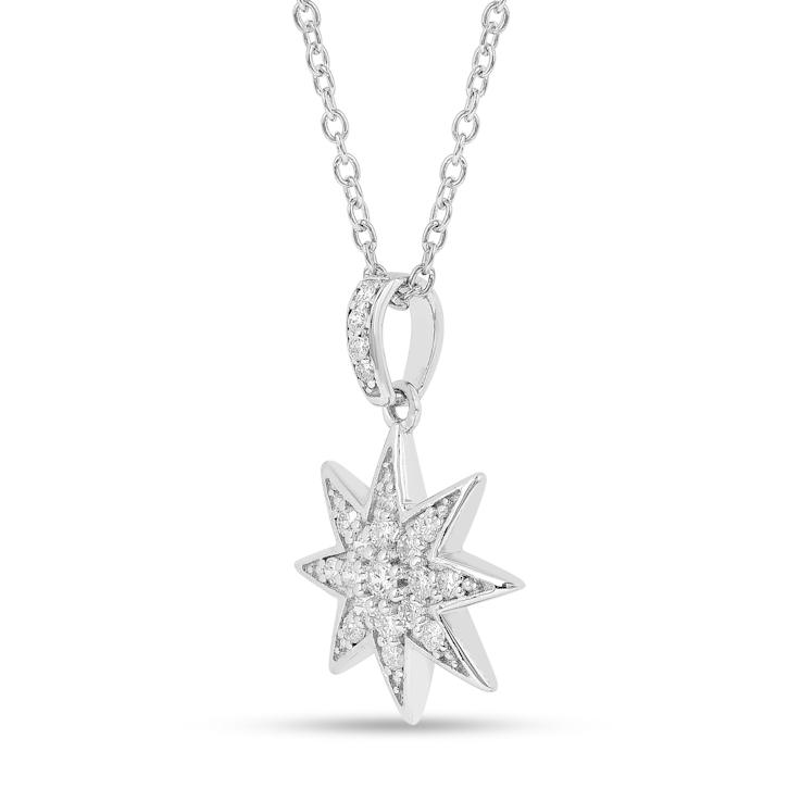 Lab-Grown Diamond with Rhodium Over Sterling Silver Star Pendant Necklace