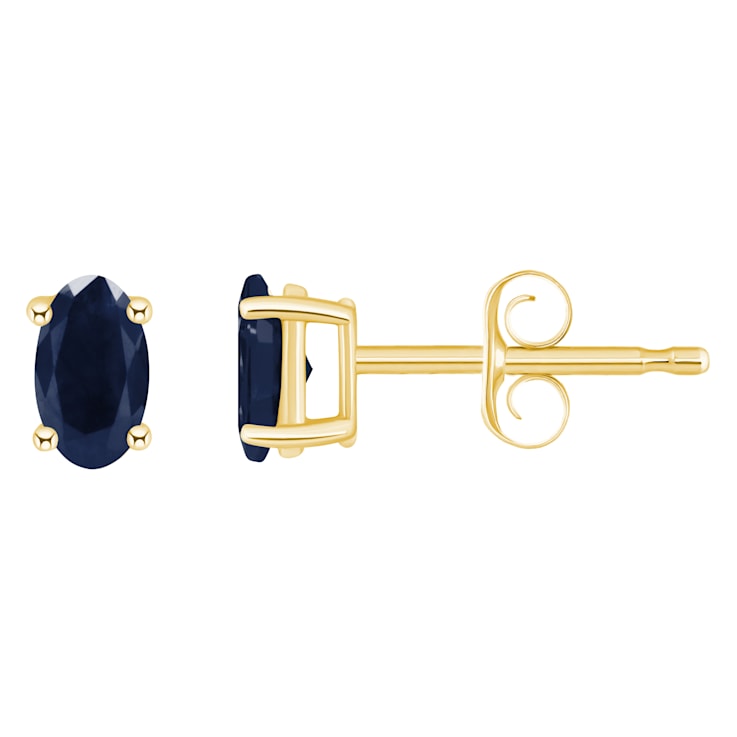 5x3mm Oval Sapphire 14k Yellow Gold Stud Earrings