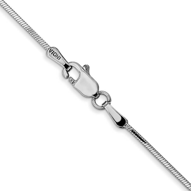 Rhodium Over 14k White Gold 0.9mm Solid Octagonal Snake Link 16 Inch Chain