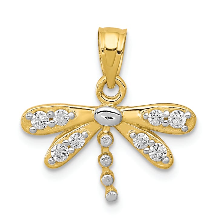 10k Yellow Gold and Rhodium Over 10k Yellow Gold Cubic Zirconia
Dragonfly Charm