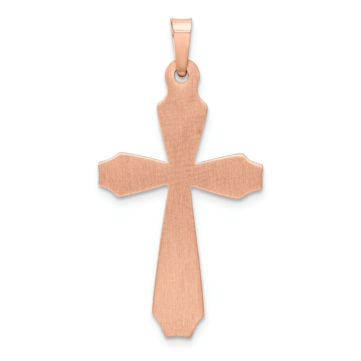 14k Rose Gold Textured and Polished Passion Cross Pendant